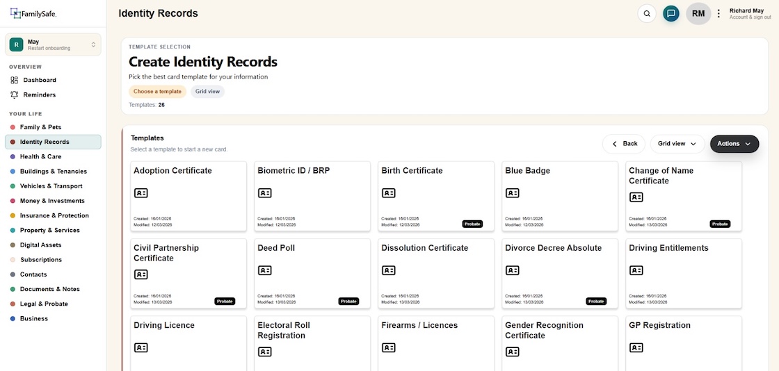 Identity Records — passports, driving licence, birth certificate, electoral roll and more